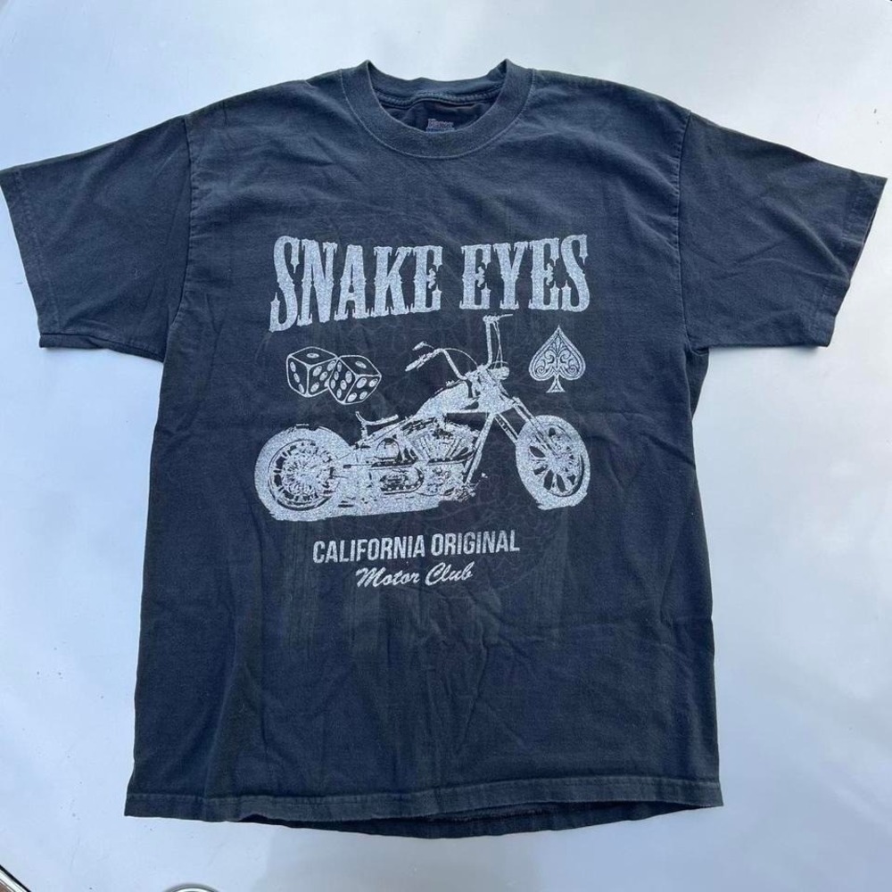 Black and white Snake Eyes biker motorcycle grunge graphic tee
